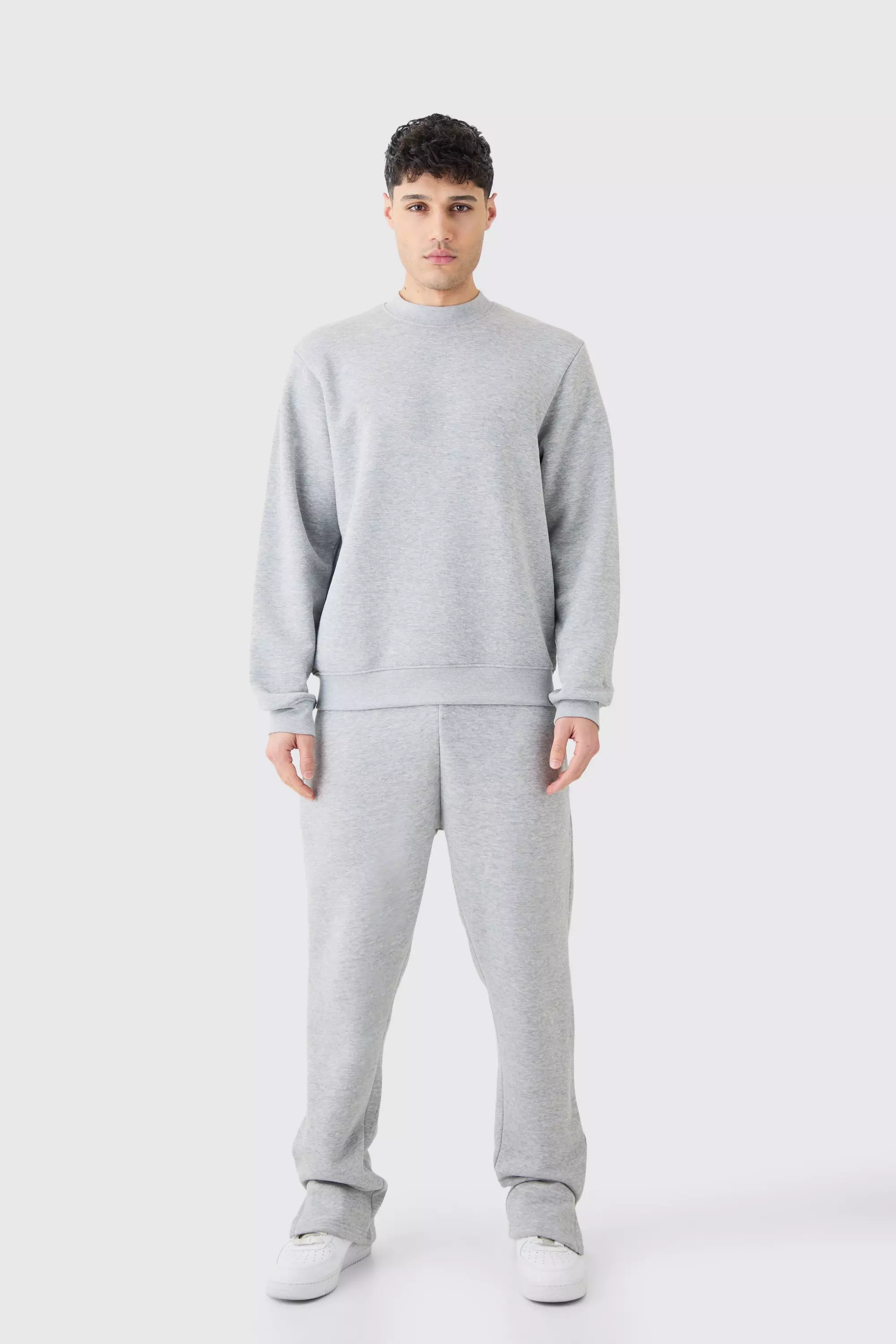 Extended Neck Split Hem Sweatshirt Tracksuit boohooMAN USA